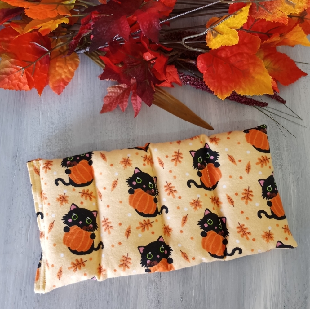 Microwavable Heating Pad Black Cat and Pumpkins Heat Pack